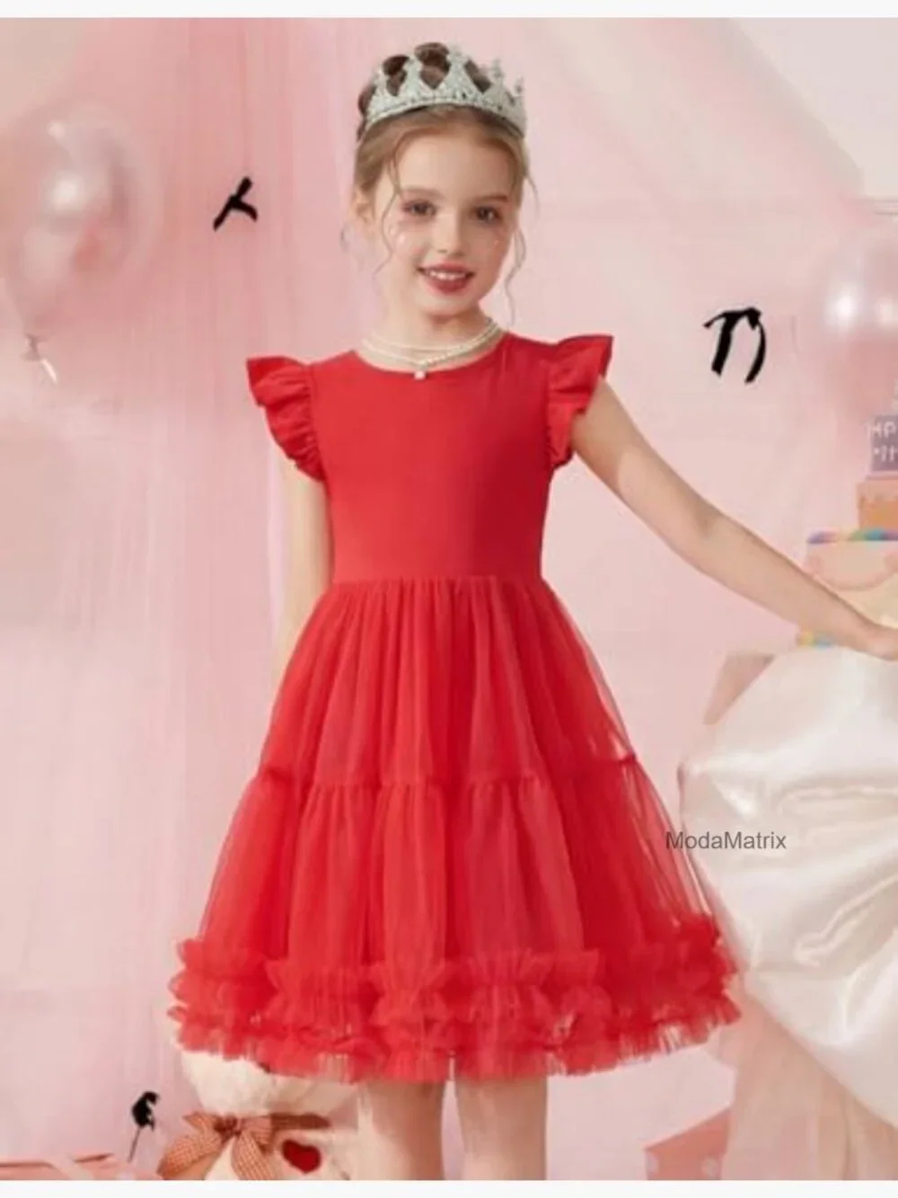 Toddler Tutu Princess Dress Summer Flutter Sleeve Tiered Birthday Party Fancy